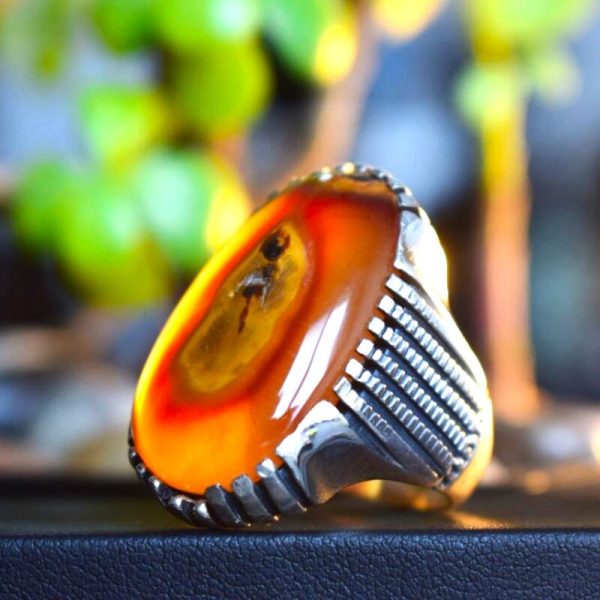 Thunder Egg Agate|Aqeeq Ring for man - Image 2