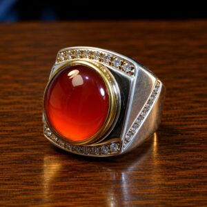 Natural Carnelian Agate Irani Aqeeq Ring 925 Sterling Silver Jewelry