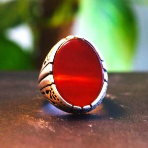 Natural Carnelian Agate Yemeni Aqeeq Ring Kabdi aqeeq(6) (1)