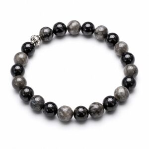 Natural Black Obsidian Bracelet for Women Genuine Volcanic Glass Jewelry