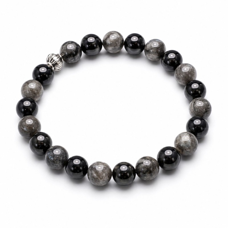 Natural Black Obsidian Bracelet for Women Genuine Volcanic Glass Jewelry
