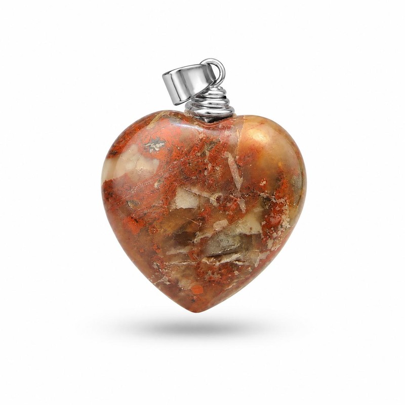 Natural Red Jasper Heart Pendant for Women Sang-e-Yashab Gemstone Jewelry