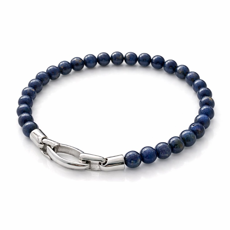 Natural Lapis lazuli Lajward Bead Bracelet with Silver Clasp Handmade Gemstone Bracelet