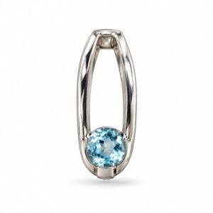 Natural Blue Topaz Silver Pendant Modern Design