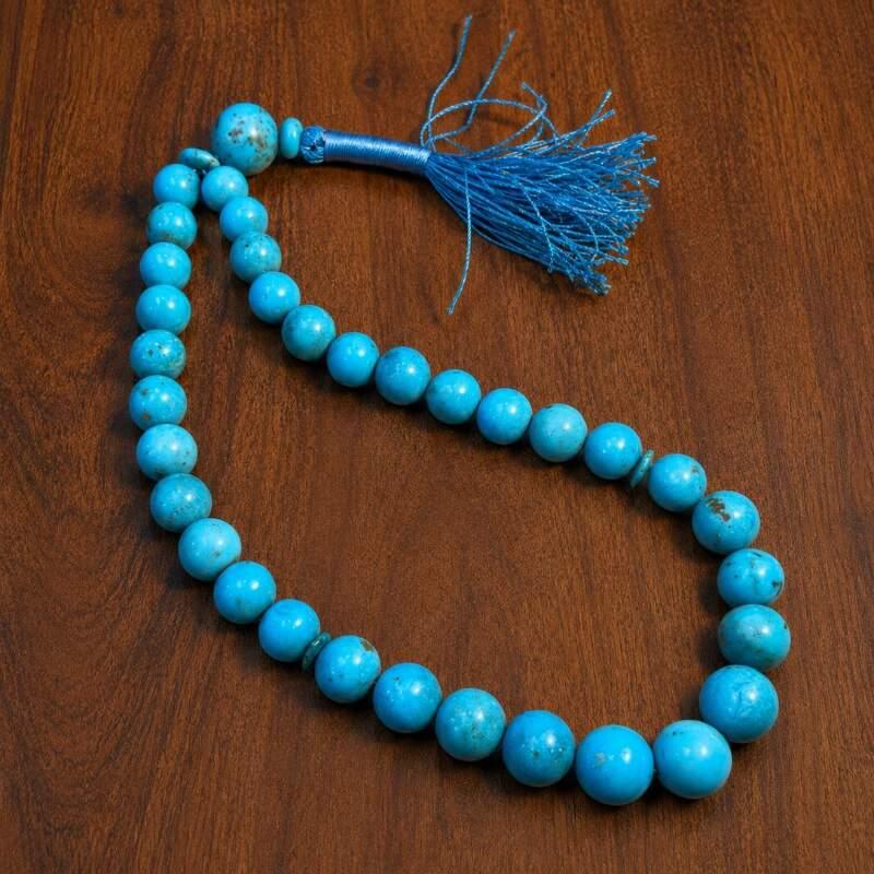 Natural Turquoise (Feroza) Tasbeeh – Premium Prayer Beads C450
