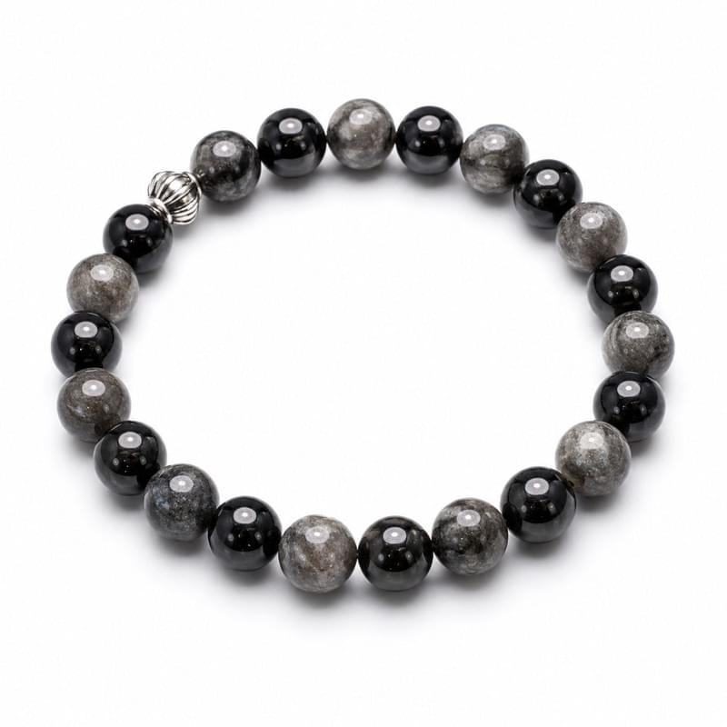 Natural Black Obsidian Bracelet for Women Genuine Volcanic Glass Jewelry