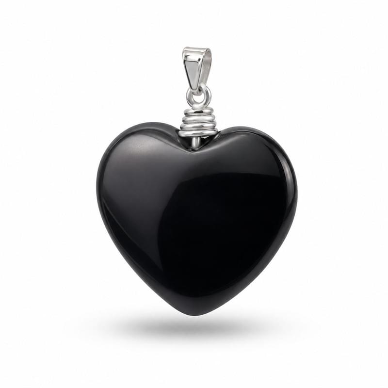 Natural Black Obsidian Heart Pendant for Women Genuine Obsidian Gemstone Jewelry