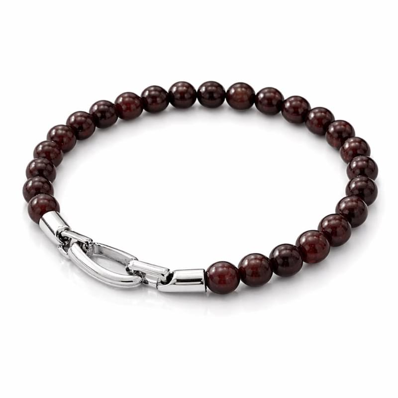 Natural Almandine Garnet Bead Bracelet with Silver Clasp Handmade Gemstone Bracelet