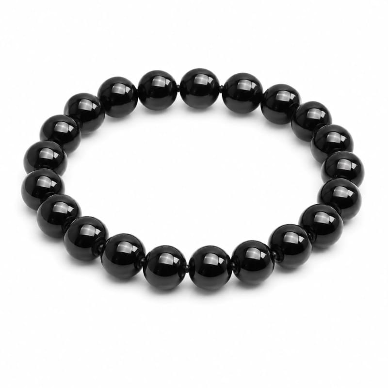 Natural Black Agate (Aqeeq) Beaded Bracelet Genuine Stretch Bracelet Yasir Gemstones